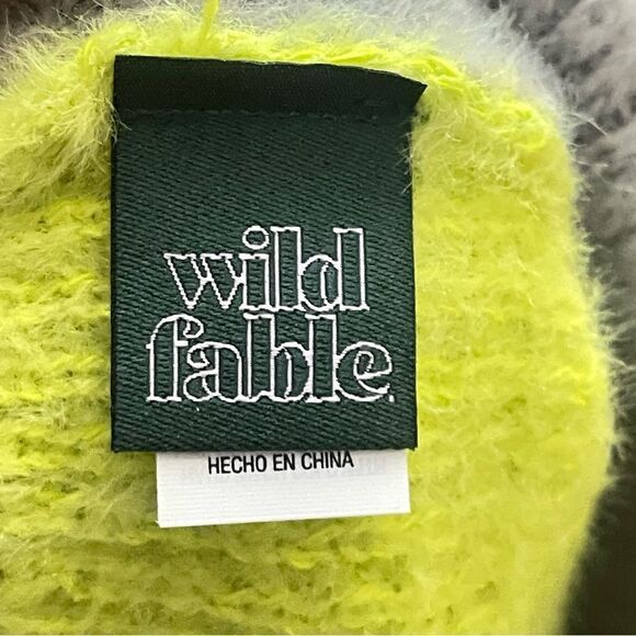 Wild Fable Women’s Gray Neon Green Colorblock Sweater Knit Beanie Hat OS - Picture 6 of 9